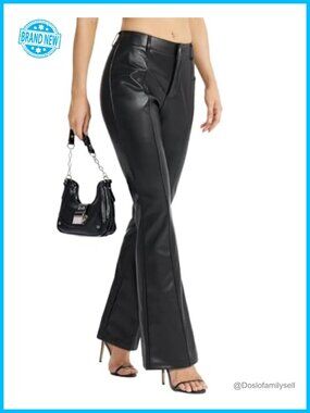 Faux Leather Pants Bootcut Leg PU Flared Trousers